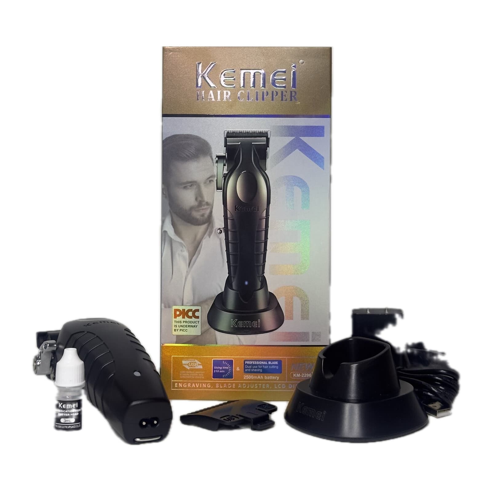 Máquina de Corte Kemei KM-2296 — Inalámbrica con base de carga